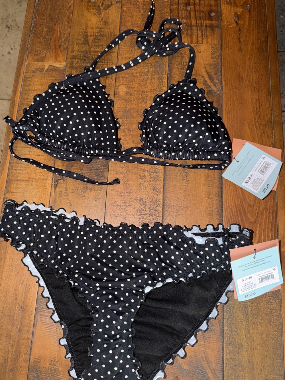 Target Black Polka Dot Ruffle Triangle Bikini